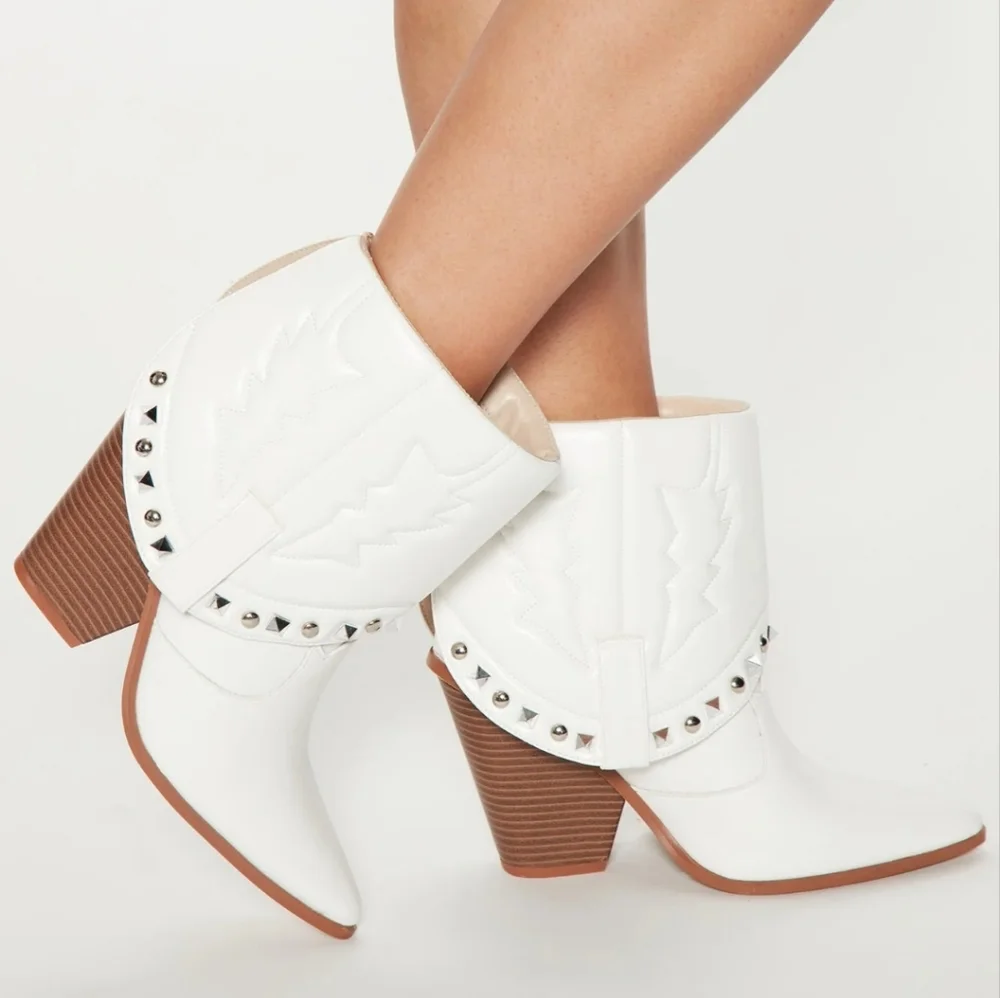Pointed-toe Studded Booties - Picture 1 of 4